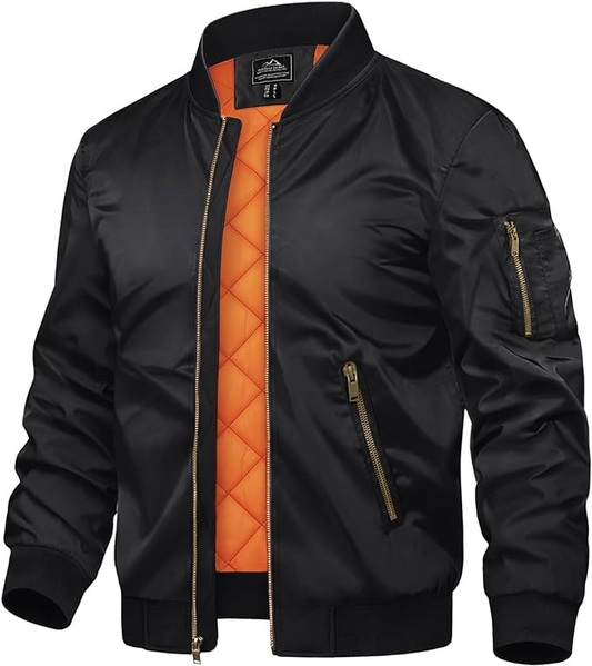 Men's Jackets-Bomber Jacket Fall Winter Warm Windbreaker Full Zip Casual Padded Coats