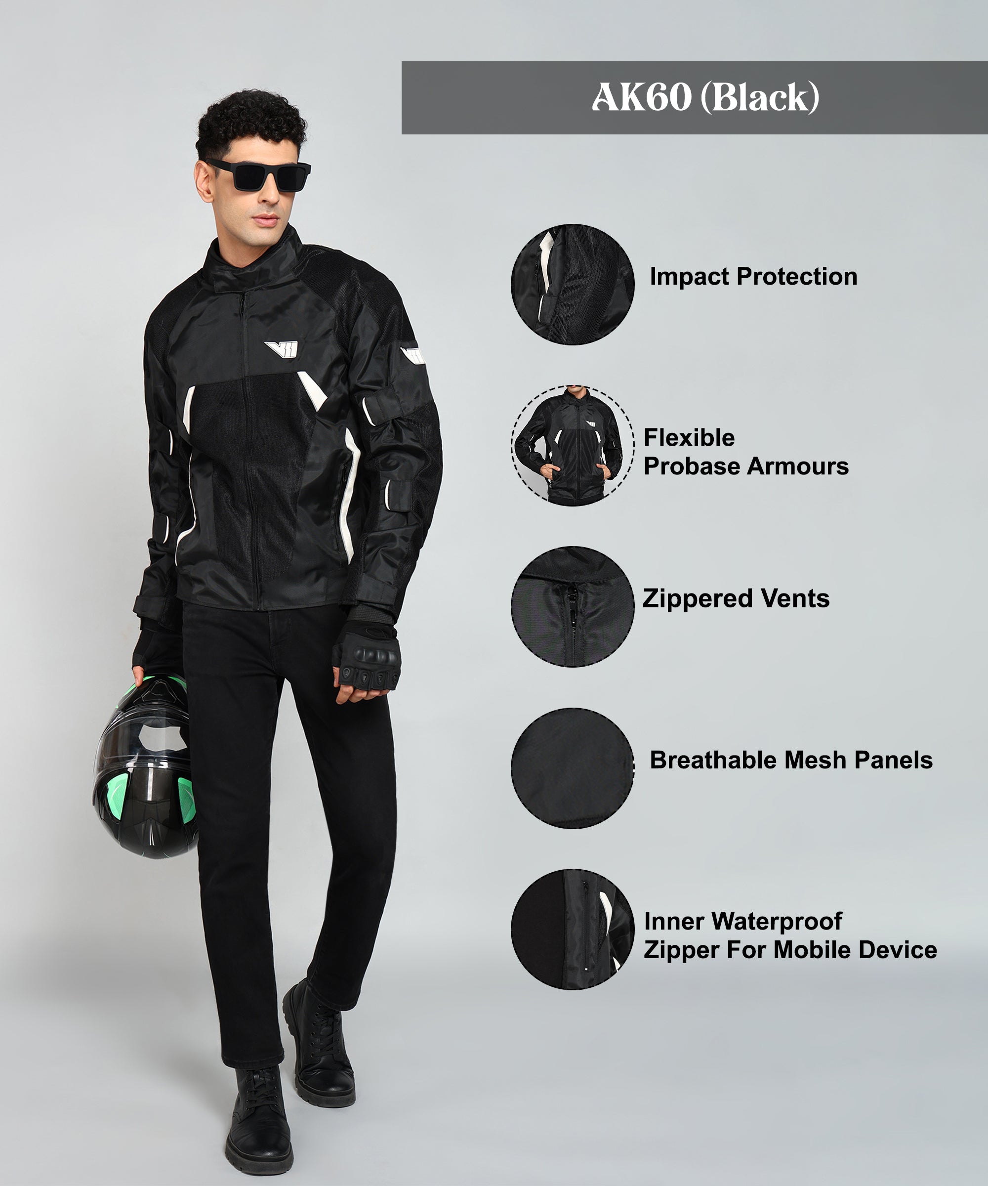 Made For Fit- V11 AK60 Riding Jacket for Men - Probase Armour Protection